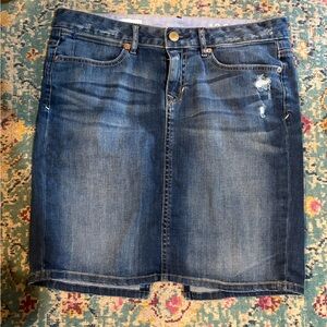 GAP Distressed Blue Denim Mini Skirt